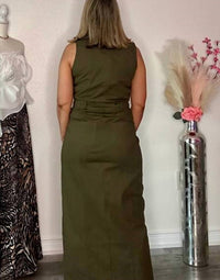Lizette Collection - Sleeveless Cargo Maxi Dress