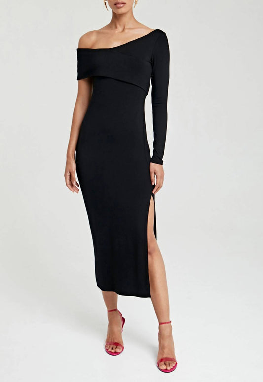 ONE SLEEVE MIDI DRESS