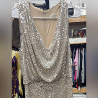 Eliza J Elegant Sequin Evening Gown in silver - women's dress - alternate view