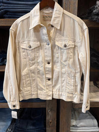 Free People Women's Jolene Jean jacket in ecru - women's jacket - detail view
