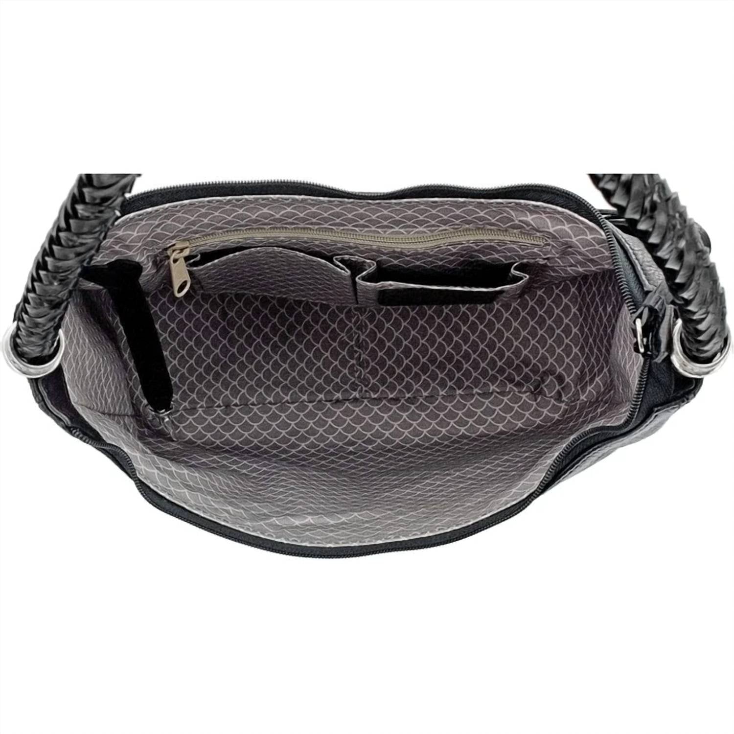 Brighton Barbados Ziptop Hobo Handbag in black - women's bag - alternate view