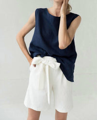 Le Muse - High Waisted Linen Short