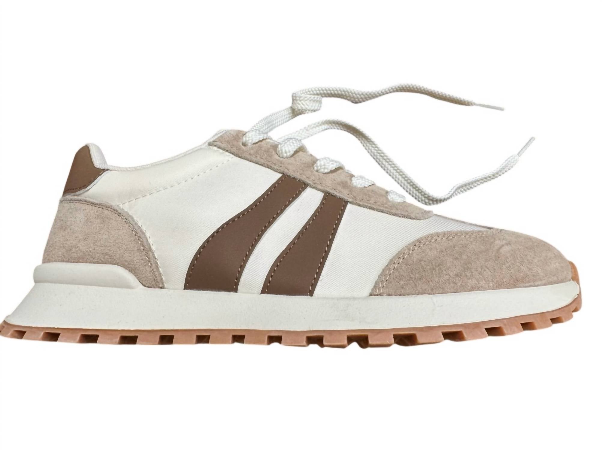 Cozy Girl Women's Lace Up Tennis Shoe in brown beige - women's sneaker