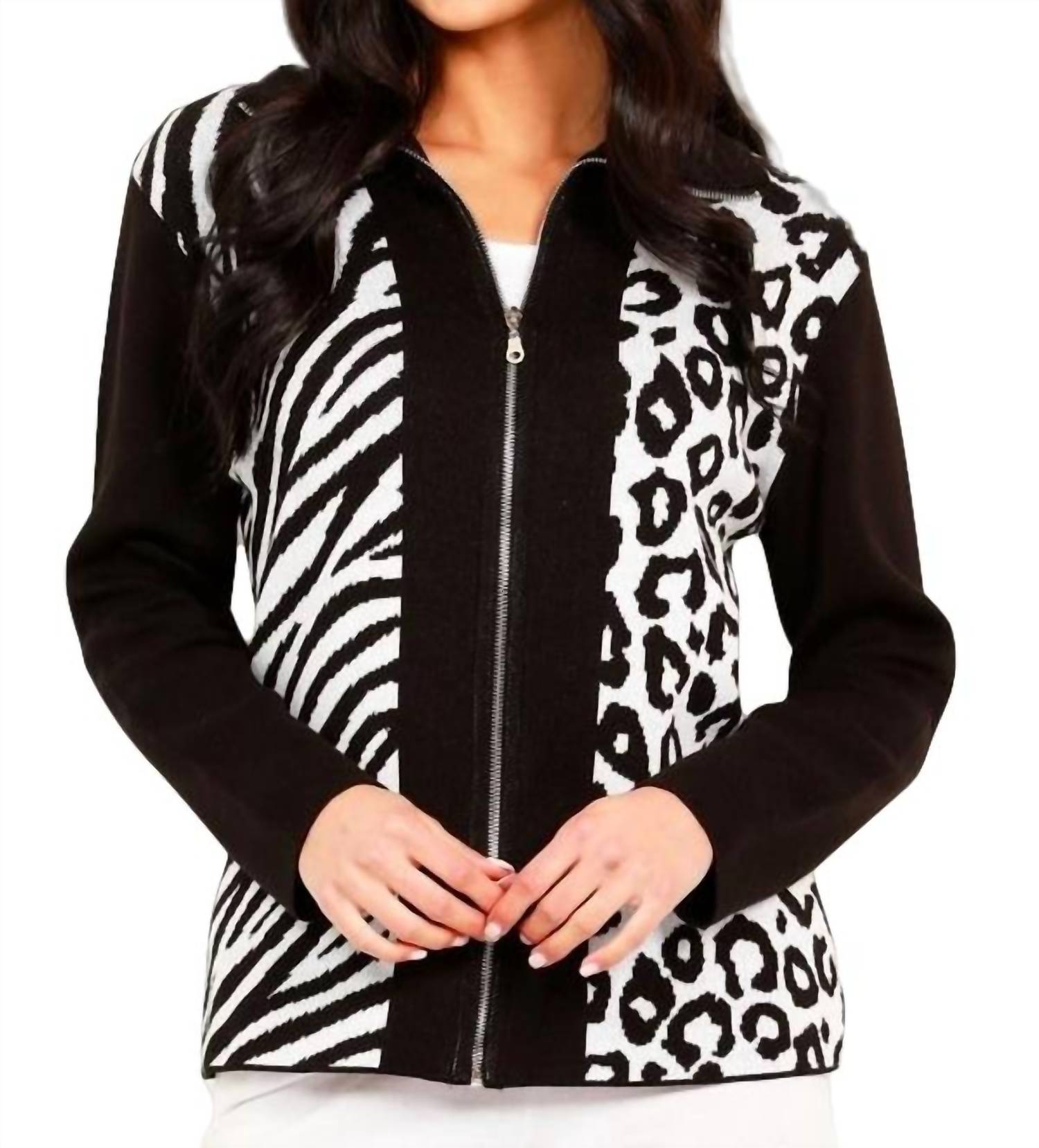 Animal Print Zip Cardigan