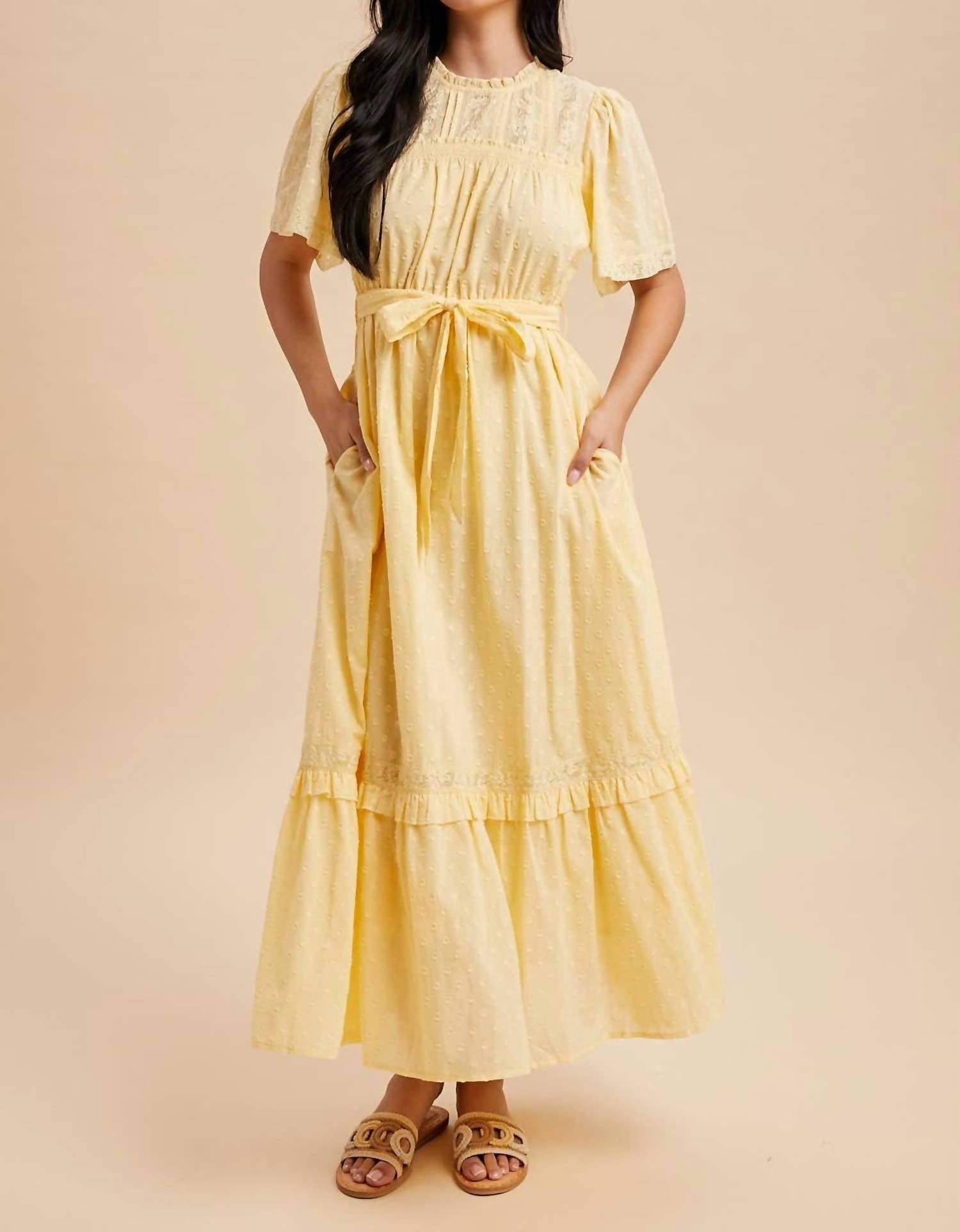In-Loom - Swiss Dot Flutter Sleeve Maxi Dress