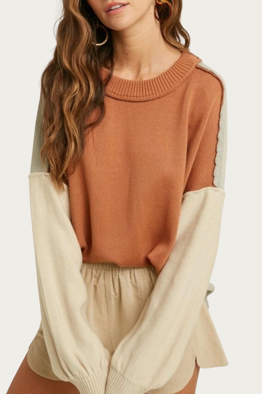 SLOUCHY COLORBLOCK KNIT SWEATER