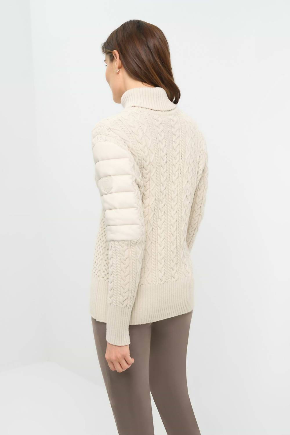 Anatomie Eloisa Cableknit Padded Sweater in stone - women's sweater - detail view