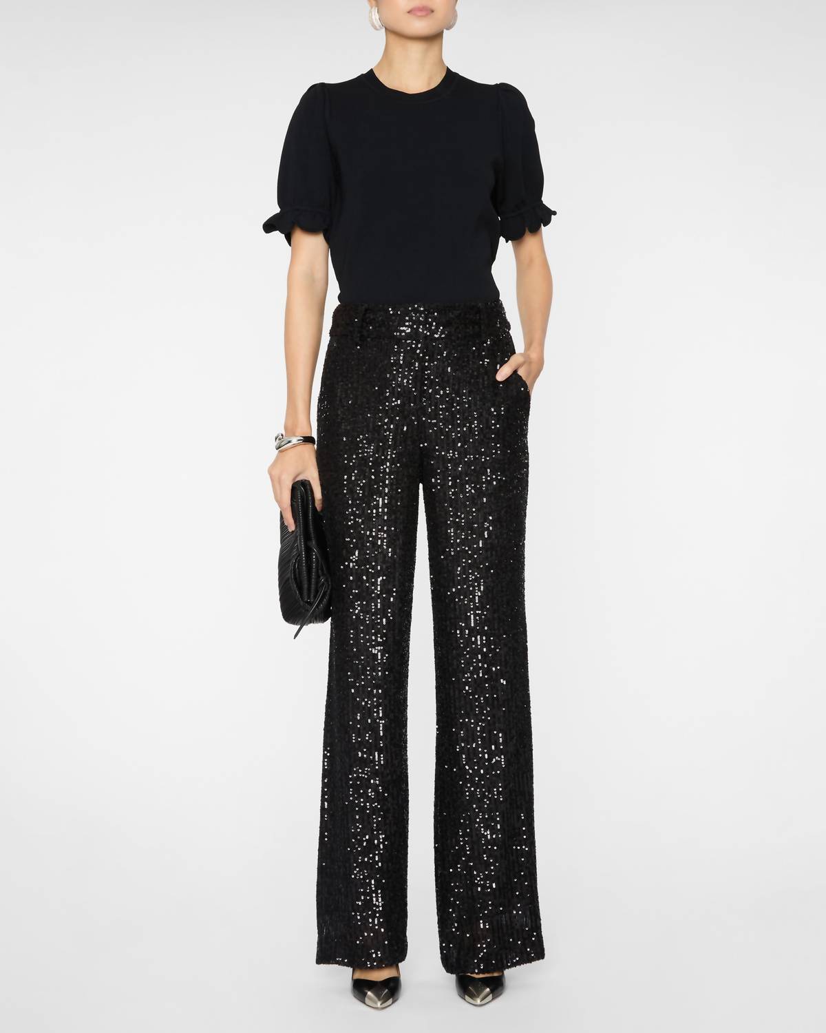 DREW Juliette Sequin Pants in black - women's pants - view 5