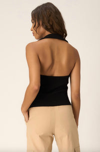 Project Social T - Austin Collared Button Front Rib Halter Sweater