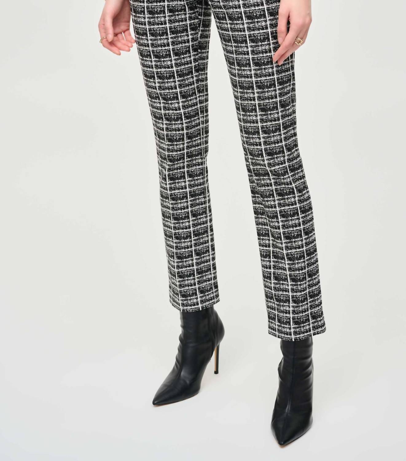 Joseph Ribkoff - Plaid Jacquard Pull On Straight Pant