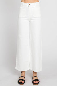 Letter To Juliet - A-line Patch Pocket Wide Leg Jeans
