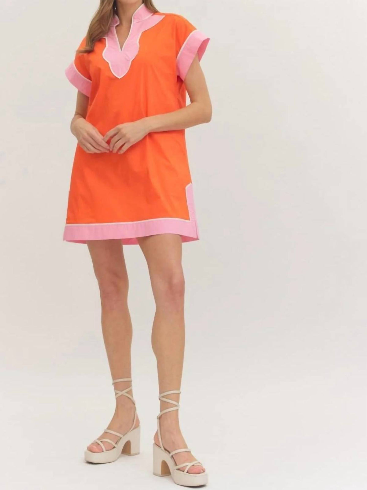 Entro - Scallop Contrast Mini Dress