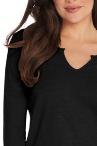 Bobi - Split V-neck Tee With Raw Cut Binding