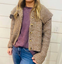 Thml - Women's Cropped Knitted Collar Cardigan