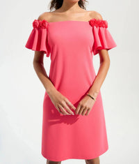 Joseph Ribkoff - Rosette Off-shoulder A-line Dress