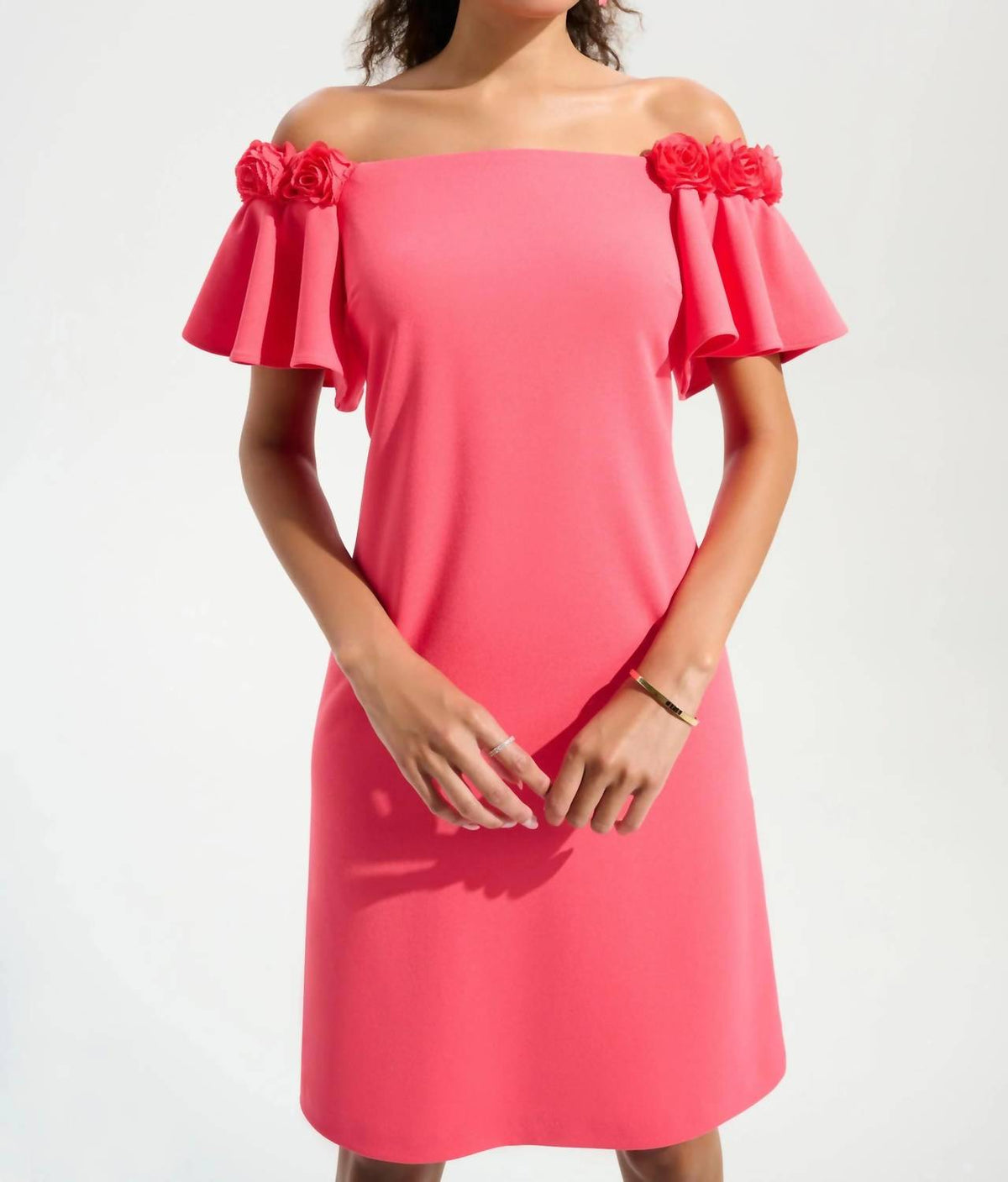 Joseph Ribkoff - Rosette Off-shoulder A-line Dress