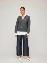 Fifteen Twenty - Faux-Patent Leather Cropped Pant