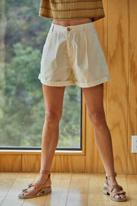 By Together - Pleated Front Relax Fit Wide Leg Shorts