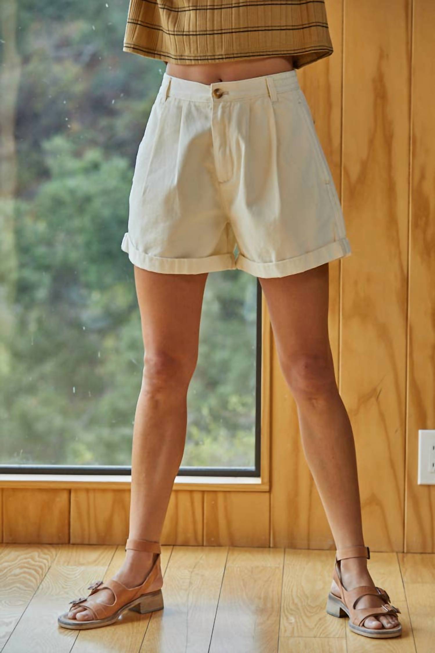 By Together - Pleated Front Relax Fit Wide Leg Shorts