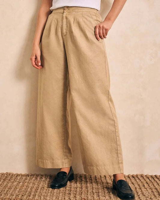 Faherty - Marin High Waisted Wide Leg Cotton Canvas Pant
