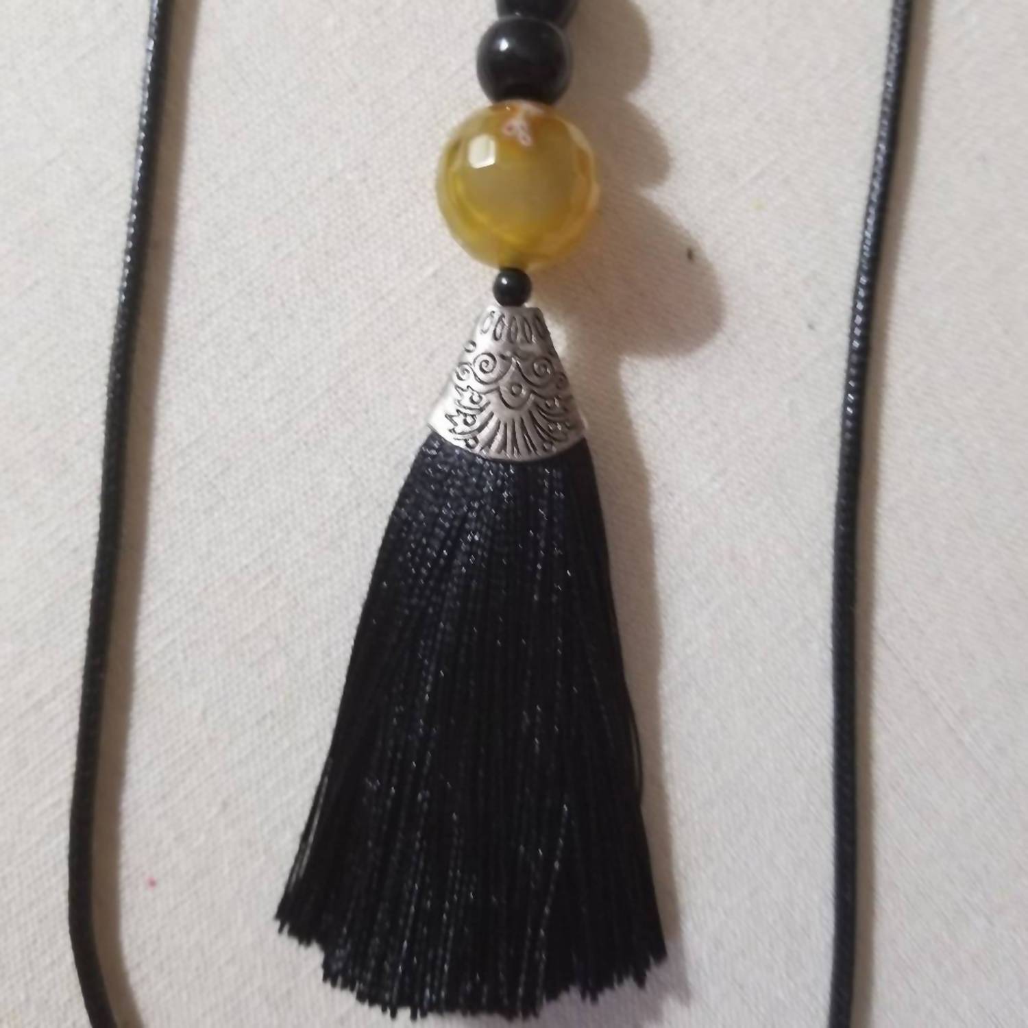 Coco + Carmen - Women's Waxed Cord Necklace With Stones And Tassel