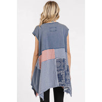 Mittoshop - Gingham Patchwork Handkerchief Hem Top