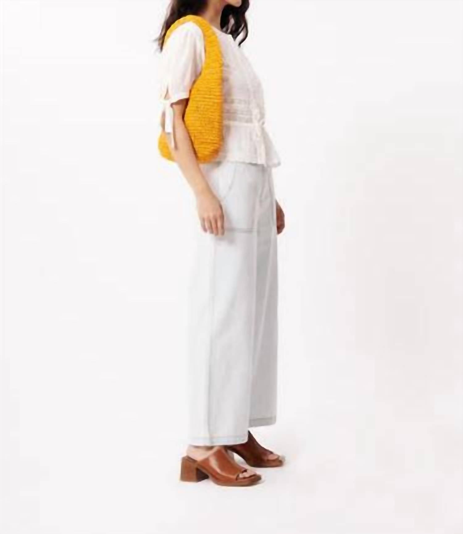 FRNCH Women's Anays Woven Blouse Top in cream - women's blouse - alternate view