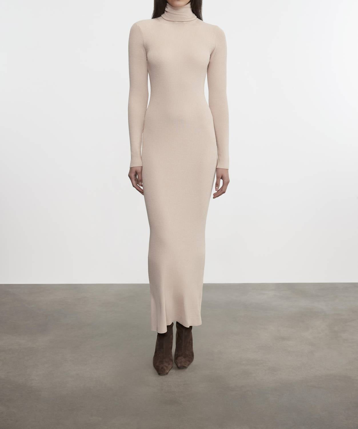 Enza Costa - SILK SWEATER RIB ANKLE TURTLENECK DRESS