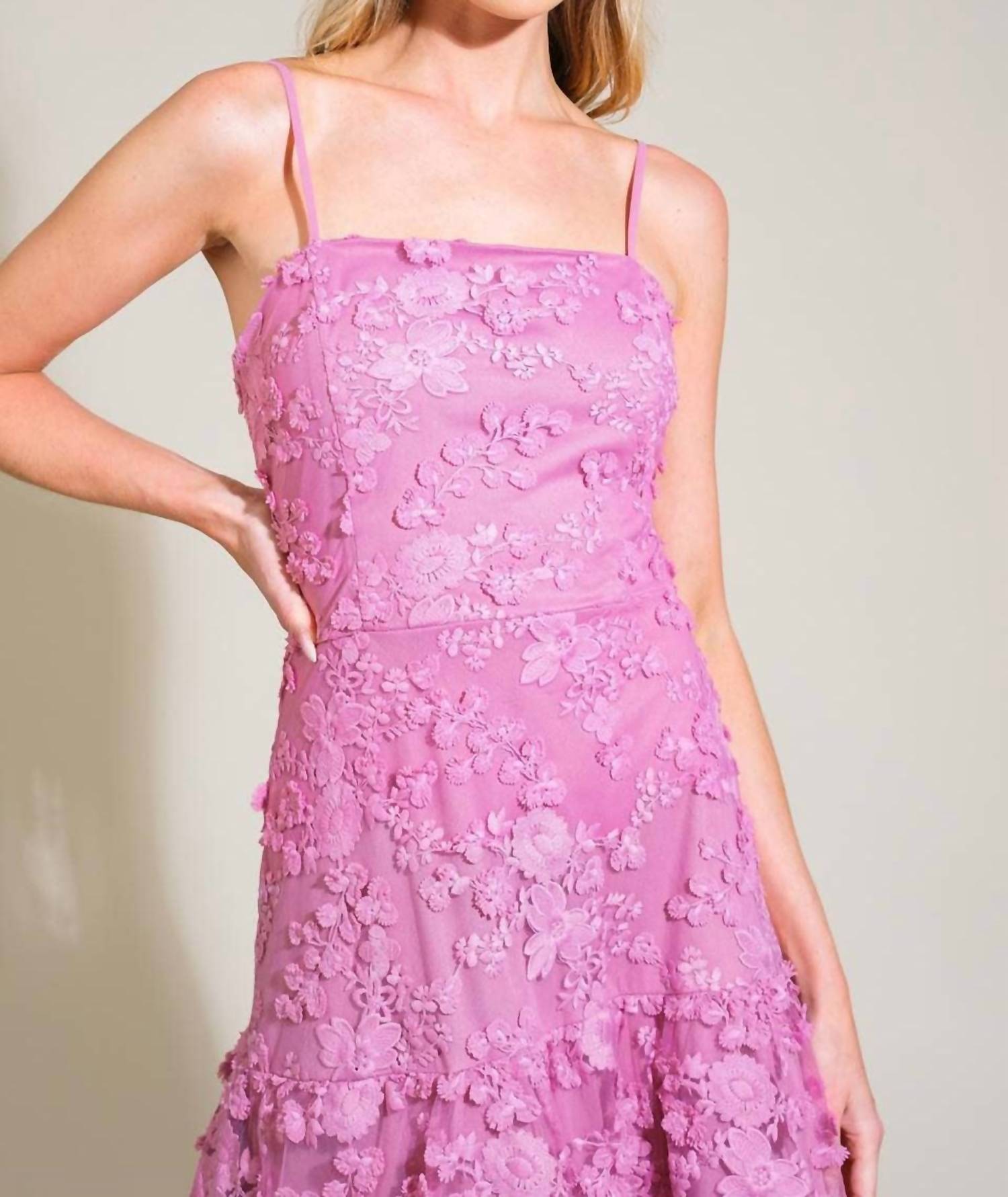 Flying Tomato - Woven Lace Midi Dress