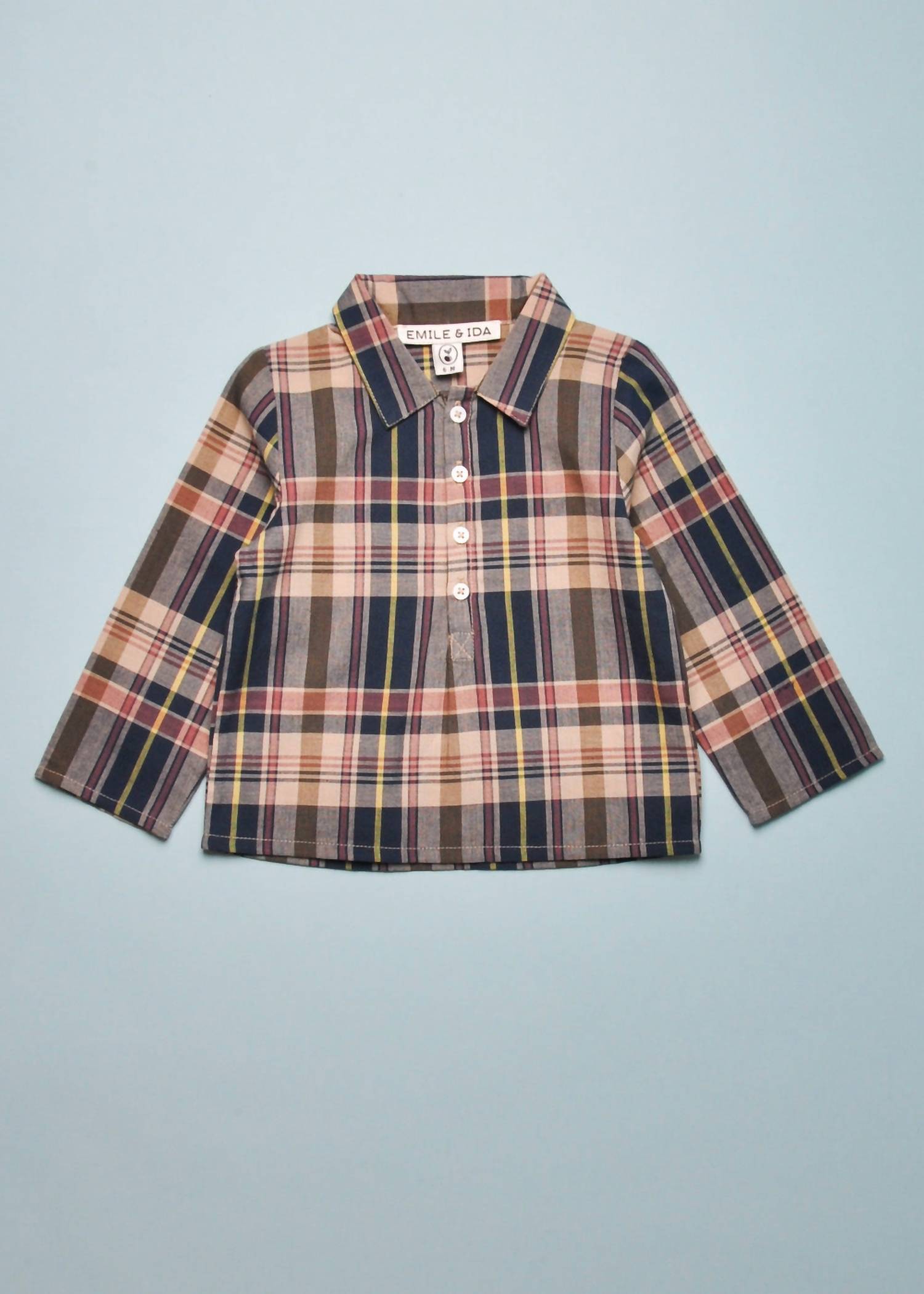 Emile & Ida Girls Plaid Kurta in madras - kids' shirt