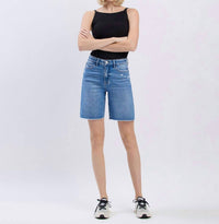 Vervet By Flying Monkey - High Rise Raw Hem Bermuda Shorts
