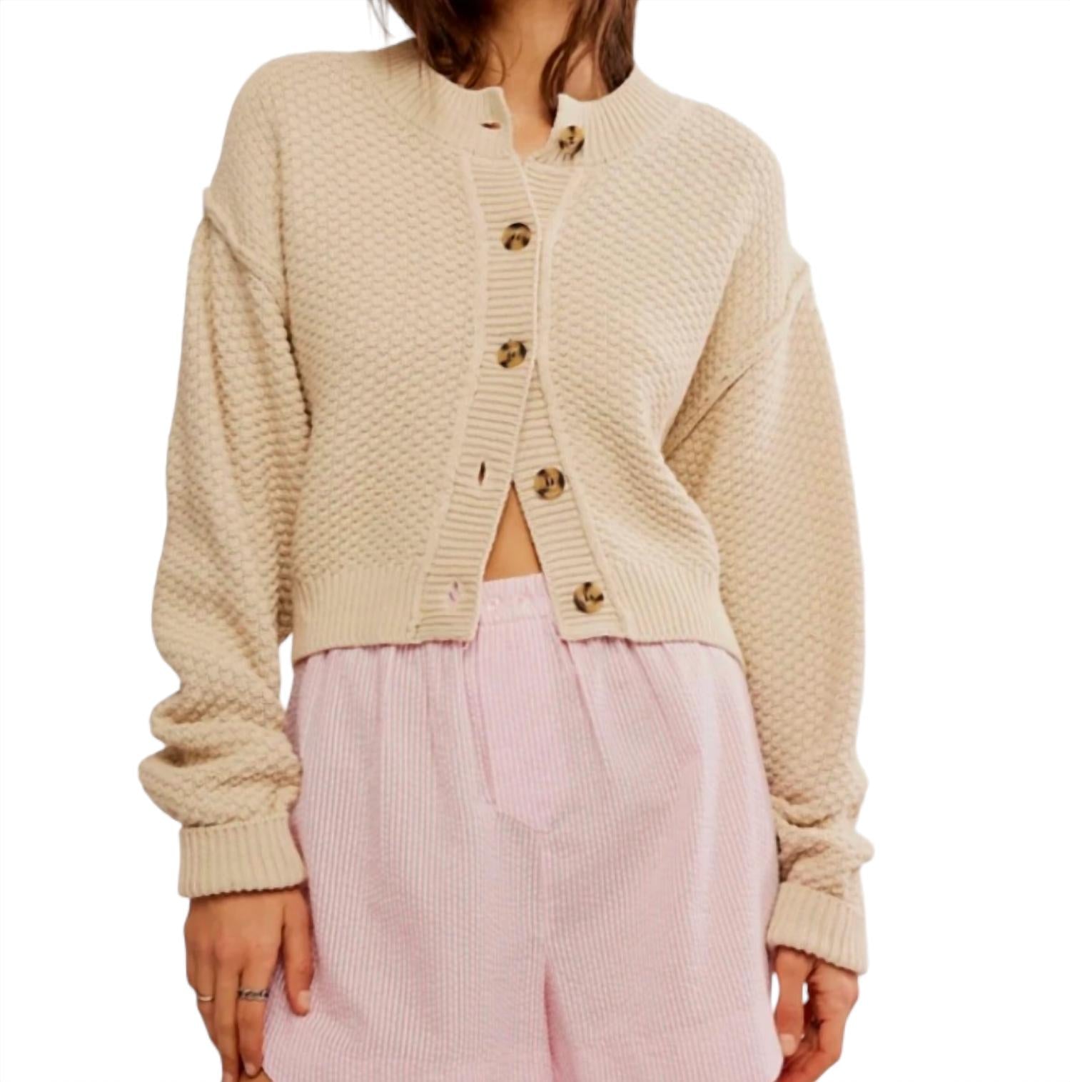 Free People Lila Cardigan in cream - women's cardigan