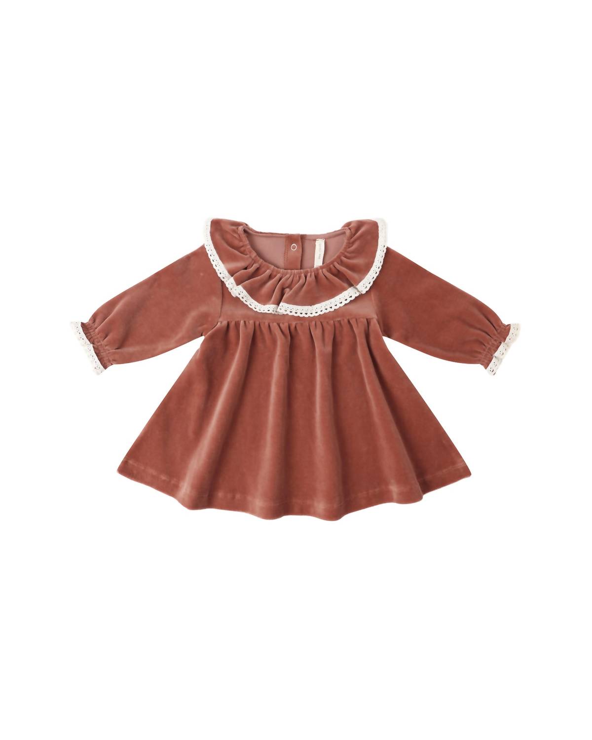 Quincy Mae Velour Baby Dress in cranberry - kids' dress - alternate view