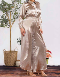 Karen T Design - Button Down Shirt And Open Pants Set