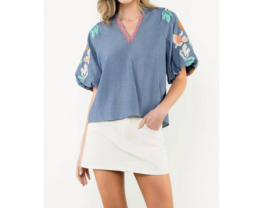 Thml - Mia Embroidered V Neck Top