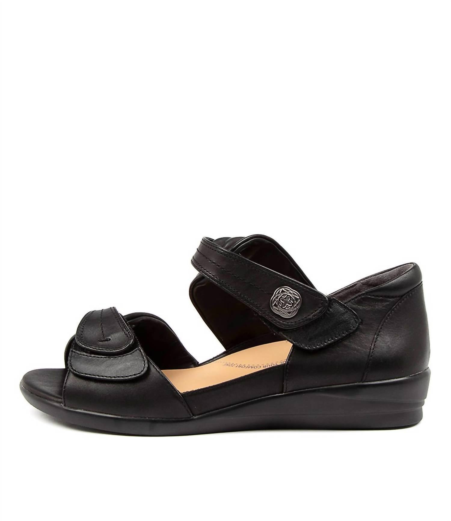 Ziera Women's Doxie Sandal - Wide in black leather - women's sandal - alternate view