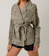 Sunday Edition - LEOPARD PRINTED DOUBLE BREASTED SHORT TRENCH COAT