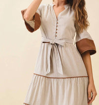Tcec - Contrast Trim Midi Dress