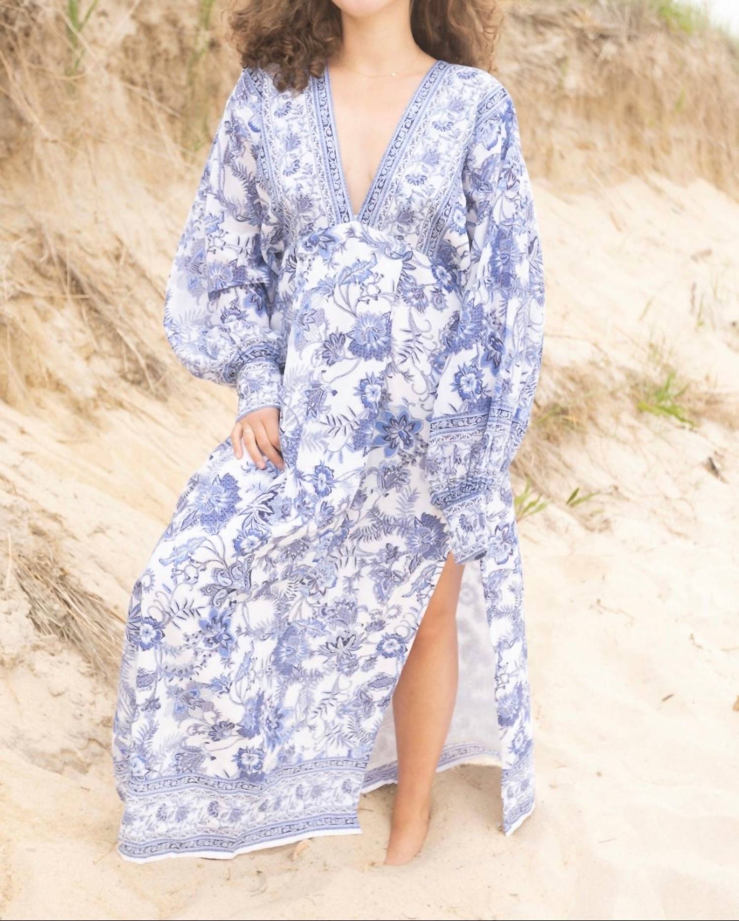 NIBI MTK Thea Maxi Dress in esti white blue - women's dress - view 4