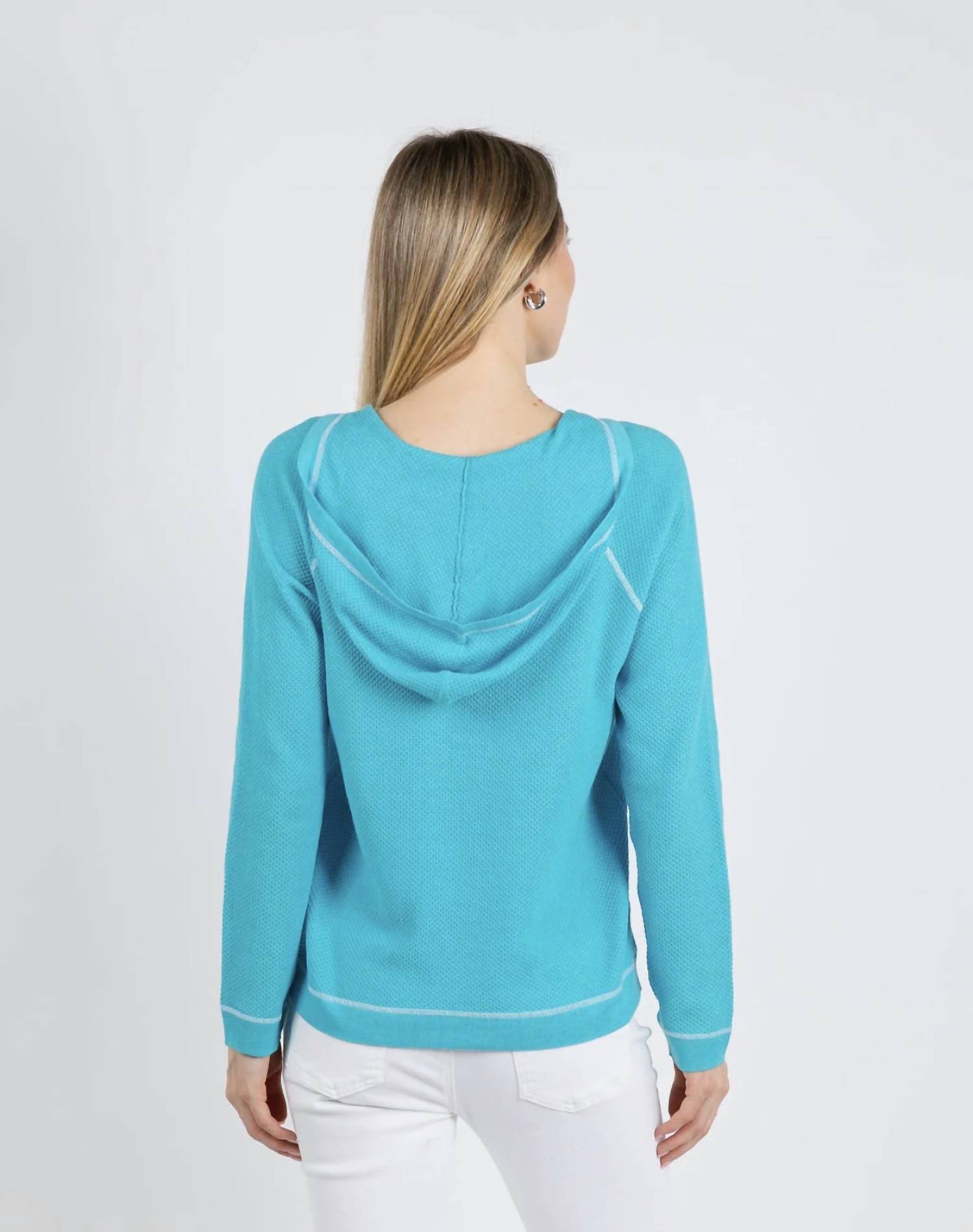 Elliott Lauren - Waffle Stitch V-Neck Hoodie