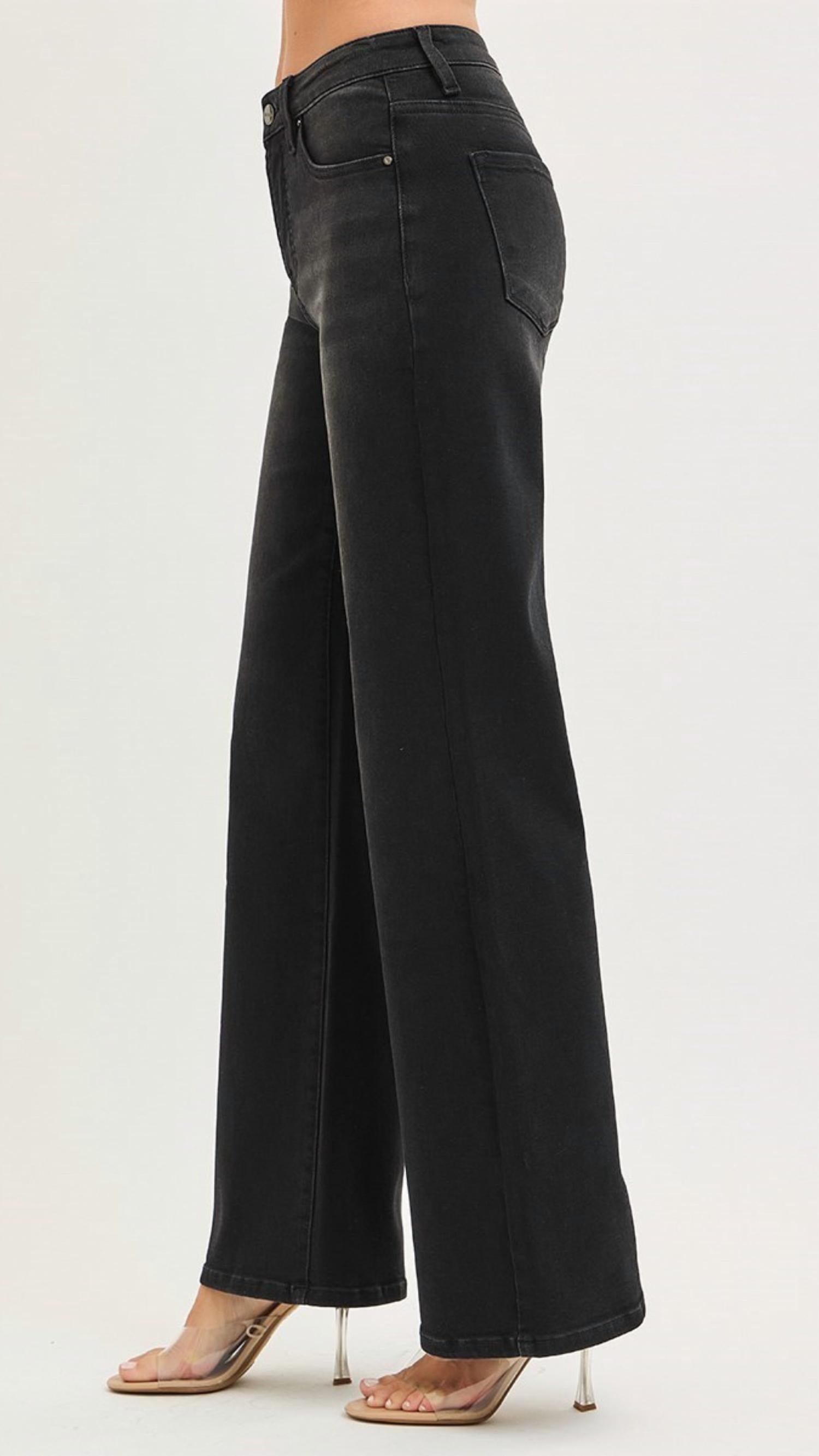 Risen - High Rise Tummy Control Wide Leg Jeans