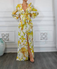 Surelymine - Stunning Ruffle Floral Maxi Dress