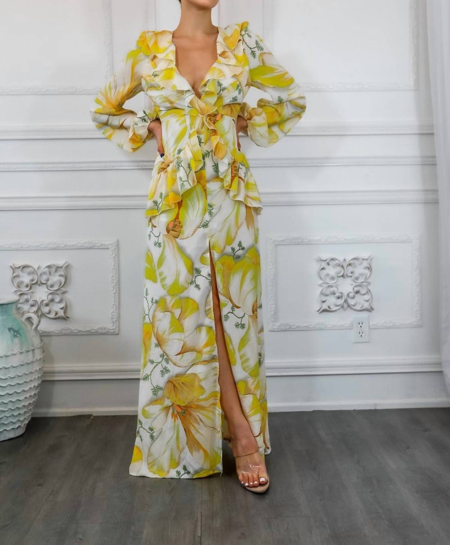 Surelymine - Stunning Ruffle Floral Maxi Dress