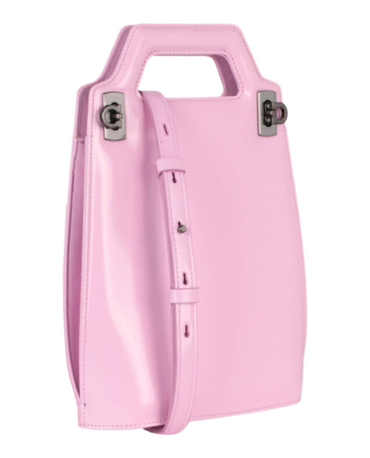Salvatore Ferragamo Women's Micro Wanda Patent Leather Shoulder Bag in pink - women's bag - detail view