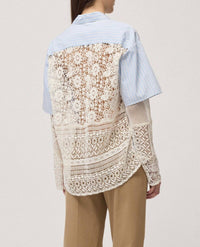 Ottod'Ame - Striped Shirt With Macramé Inserts
