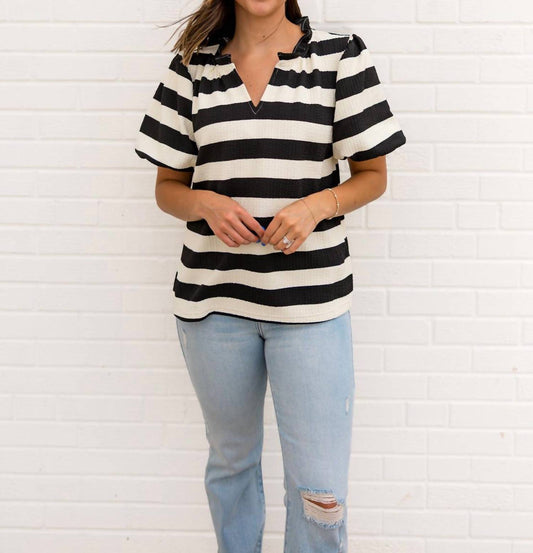 Bibi - Lexi Striped Ruffled Top