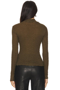 Frame - Mesh Lace Turtleneck Top