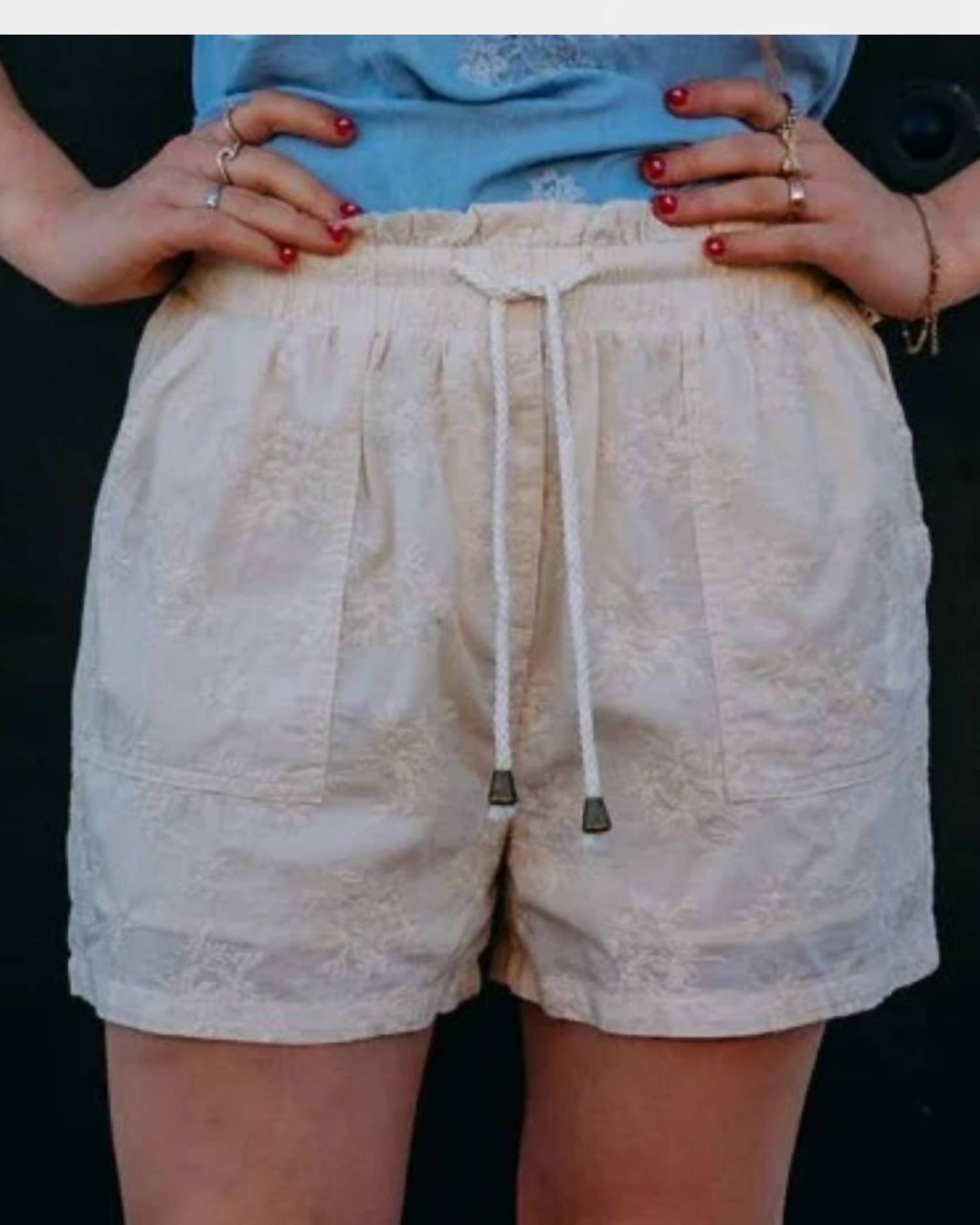 Another Love - Audra Floral Embroidered Paperbag Shorts