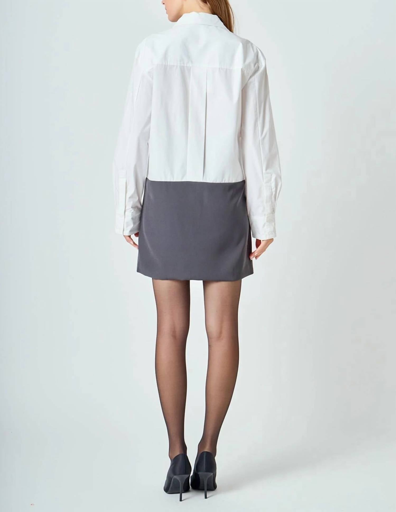 endless rose Val Collared Dress in white - women's dress - alternate view