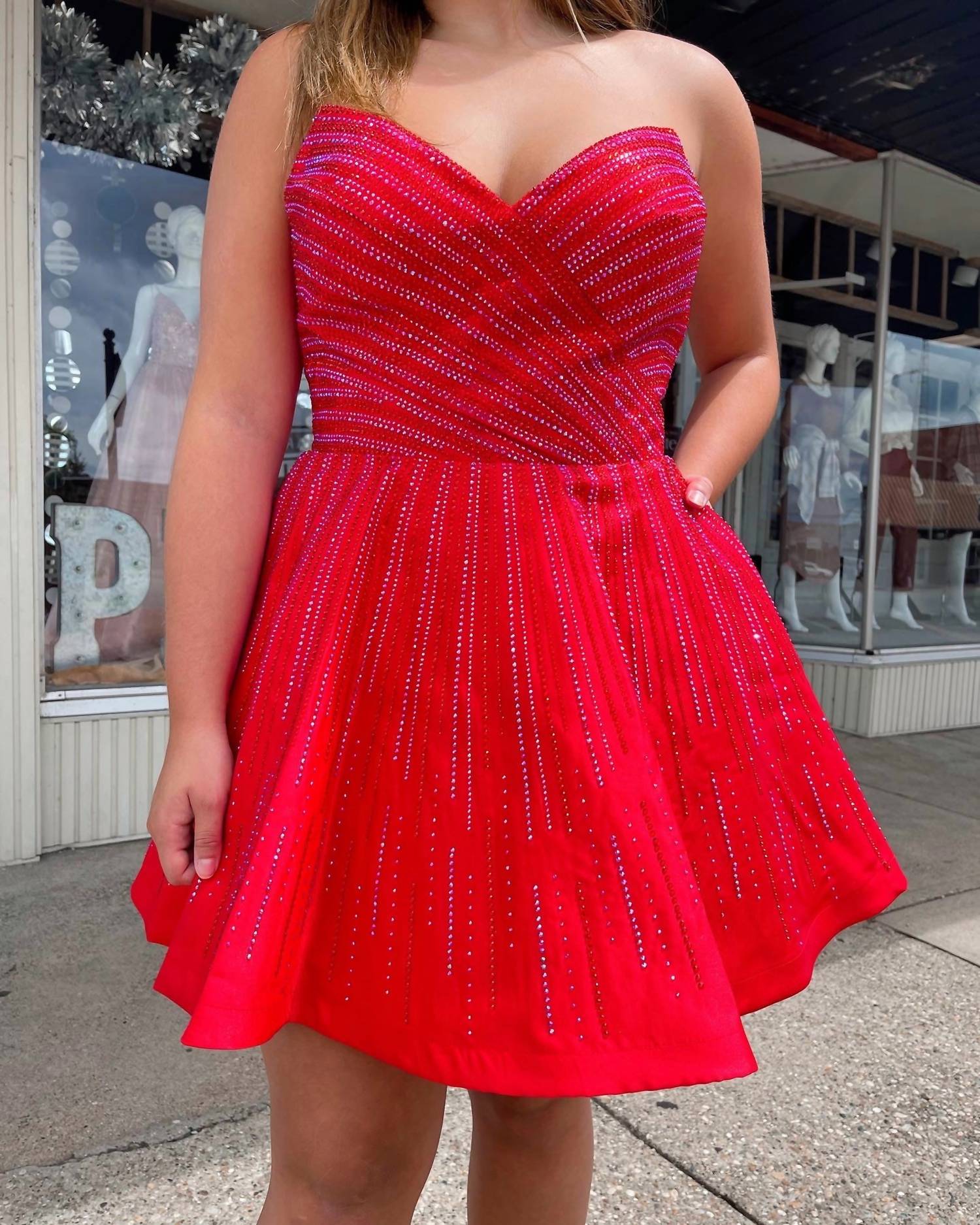 Sherri Hill - Strapless Hot Fix Cocktail Dress